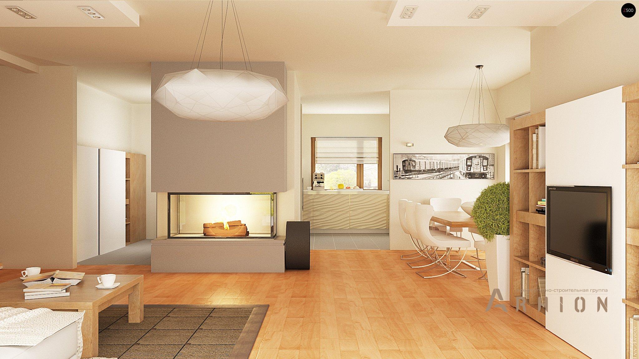 4. Проект одноэтажного дома в современном стиле с четырехскатной, Z270 A, площадью - 239 кв c мансардой, терассой, балконом, гаражом